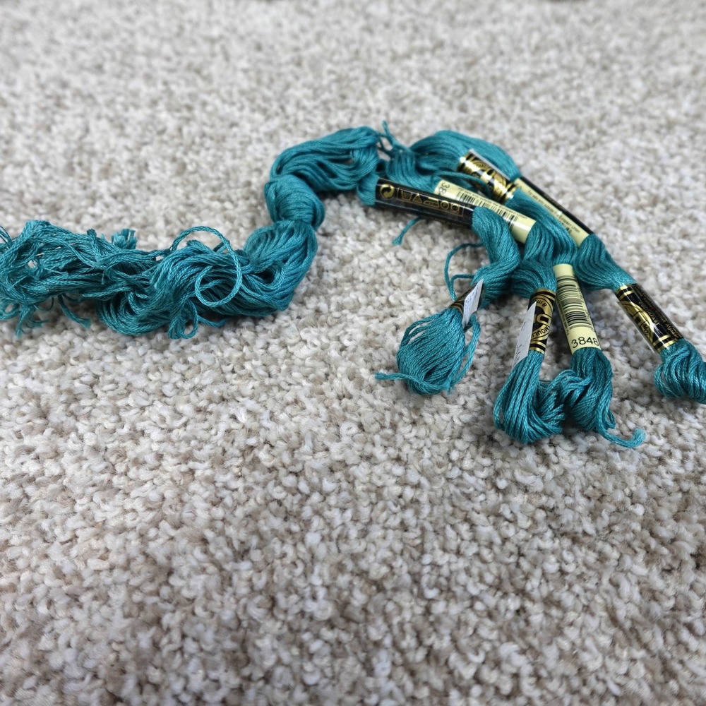DMC 3848 Embroidery Floss Lot 4 Full Skeins 1 Partial Medium Teal Green Cotton